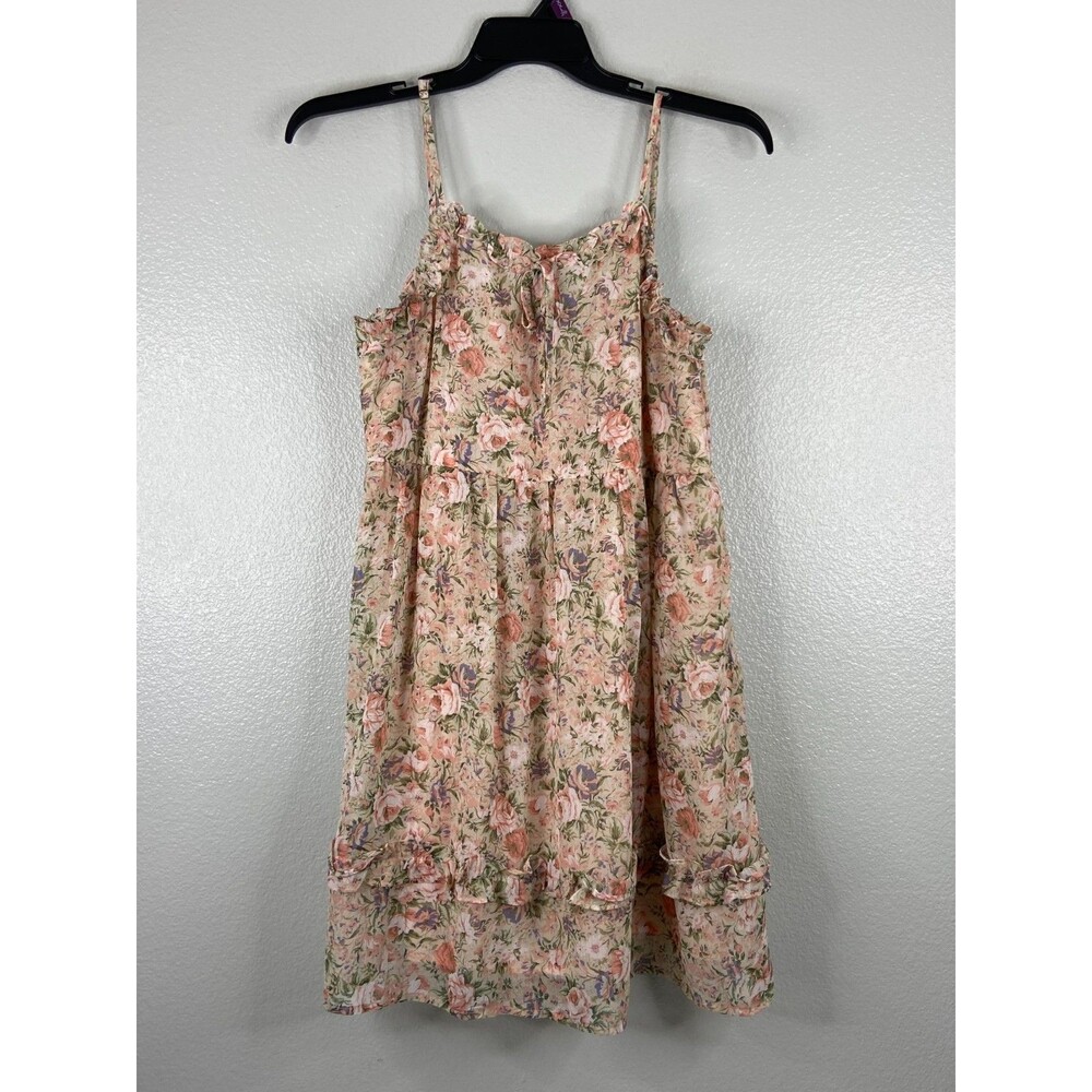 Hayden Women Medium Pink Floral Summer Dress Spaghetti Strap Babydoll
